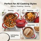 Cast Iron Round Casserole with Lid - 4L Capacity (24x32x10.7cm) - Burgundy_8104295_7