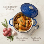 Cast Iron Round Casserole with Lid - 4L Capacity (24x32x10.7cm) - Dark Blue_8104296_4