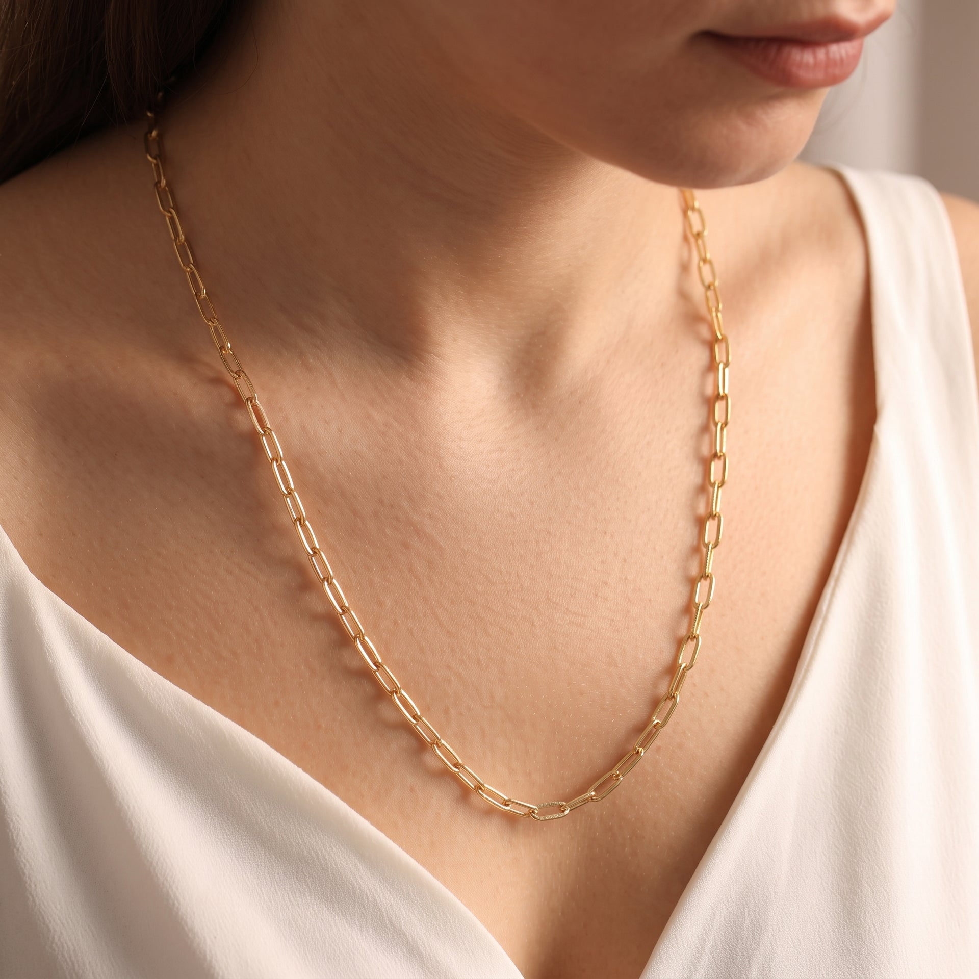 9K Gold 3.5MM Paperclip Chain with Lobster Clasp 24 Inch Polished 6g 8104707 2