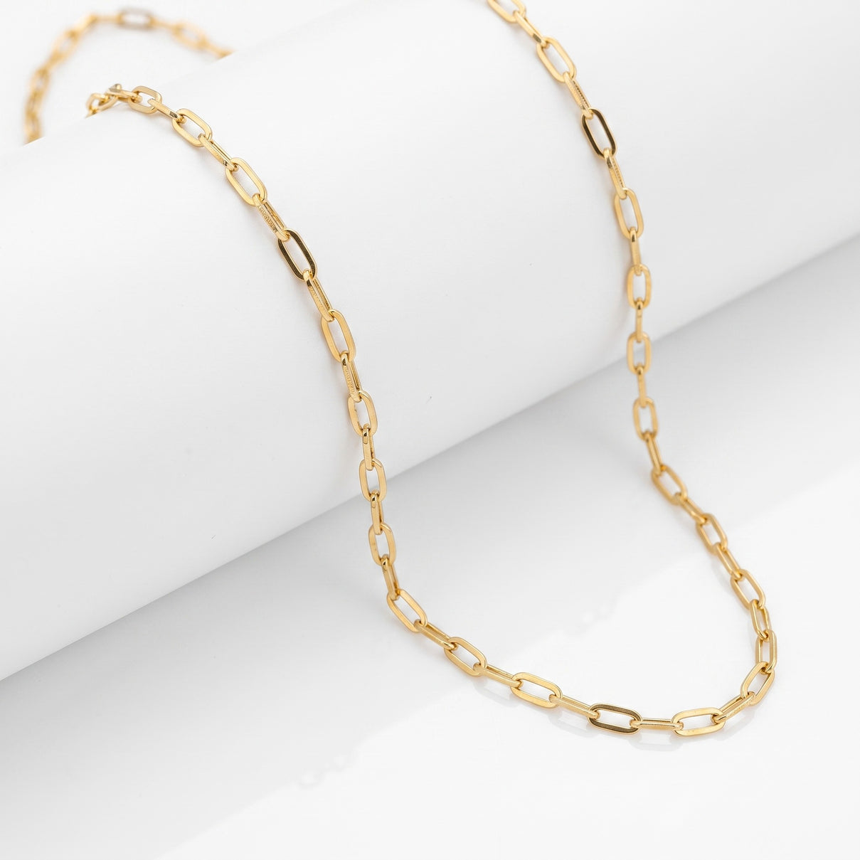 9K Gold 3.5MM Paperclip Chain with Lobster Clasp 24 Inch Polished 6g 8104707 4