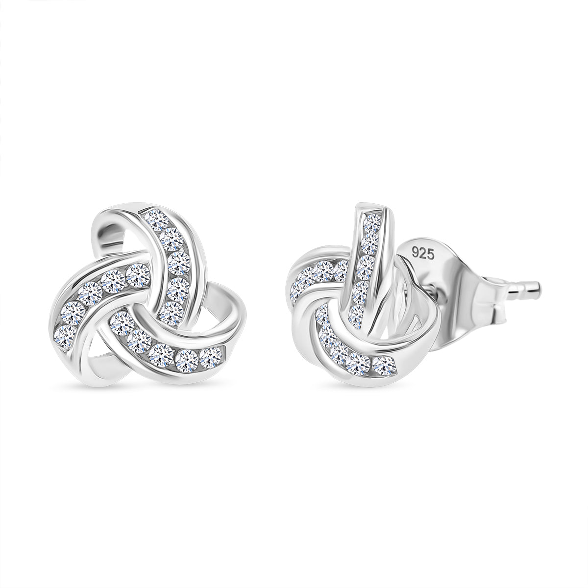 LUXURIANT Lab Grown Diamond Knot Earring in Rhodium Overlay Sterling Silver 0.30 Ct. (SI G H) 8105470 0