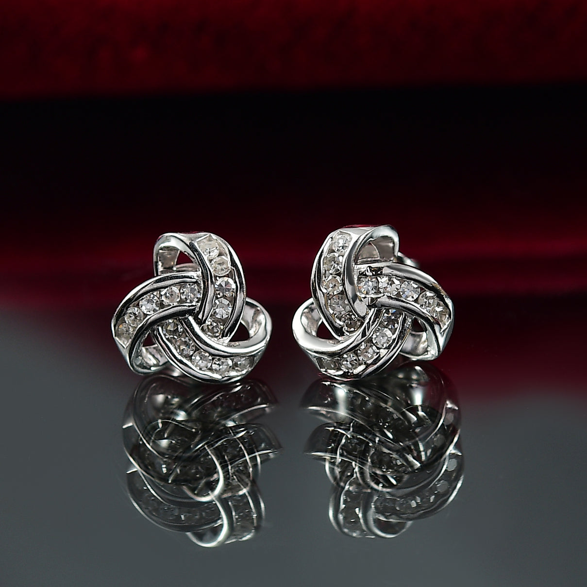 LUXURIANT Lab Grown Diamond Knot Earring in Rhodium Overlay Sterling Silver 0.30 Ct. (SI G H) 8105470 2