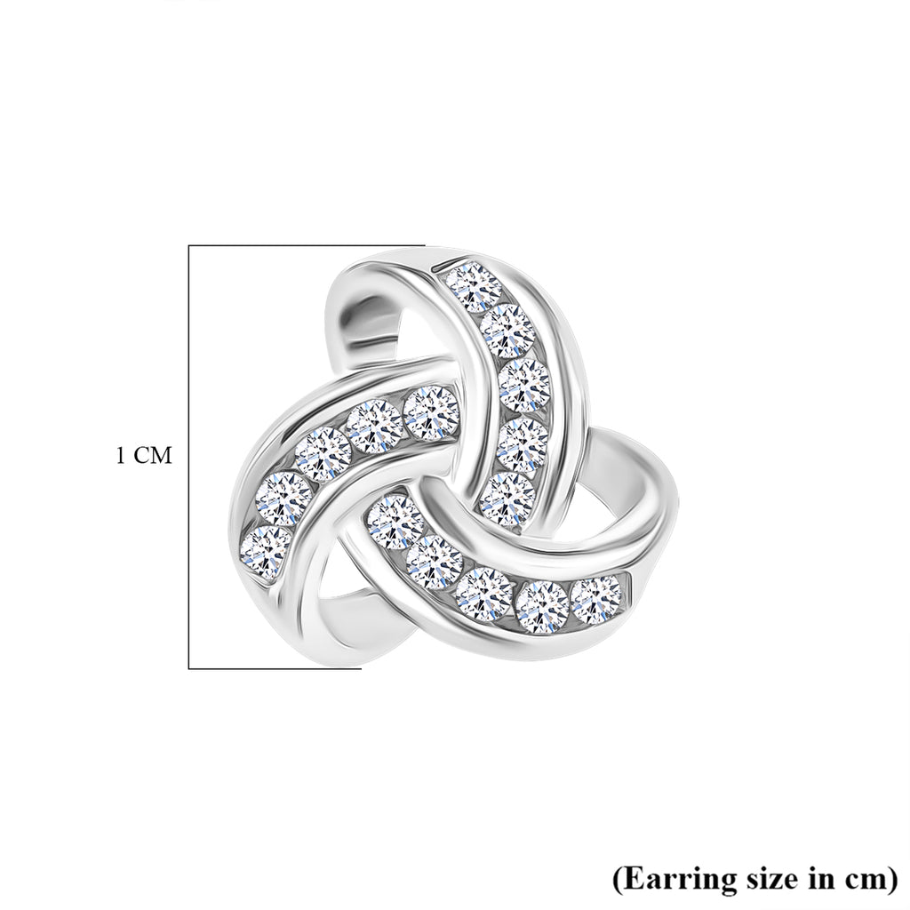 Lab Grown Diamond (SI/GH) Knot Earring in Rhodium Overlay Sterling Silver 0.30 Ct._8105470_4