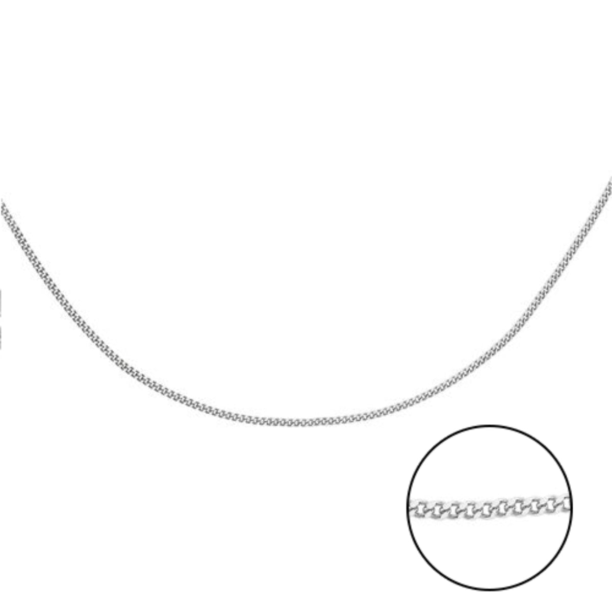 Silver 0.7 MM Curb Chain with Spring Ring Clasp 16"-20 Inch Polished, 0.78 Gms 8105668 0