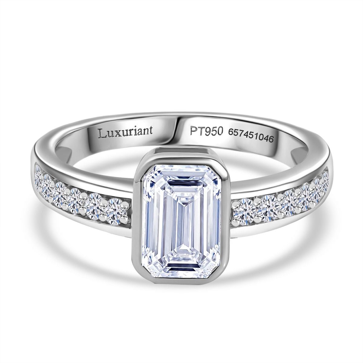 LUXURIANT 2 Ct. Lab Grown Diamond Emerald-Cut Ring in 950 Platinum IGI Certified VS-EF 8107167 0