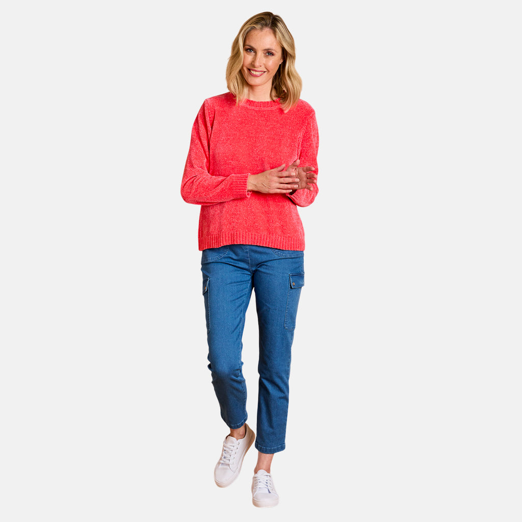 Emreco Plain Round Neck Chenille Jumper (Size XL) - Coral_8107369