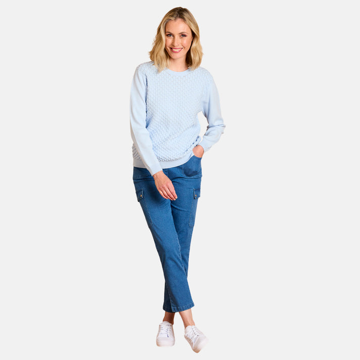 Emreco Women's Knitted Bubble Textured Round Neck Jumper 8107510 1