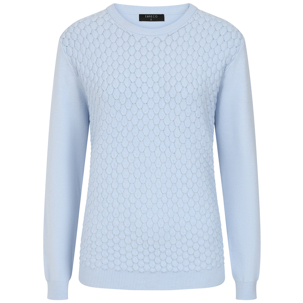 Emreco Womens Knitted Bubble Textured Round Neck Jumper (Size XL) - Blue_8107510_1