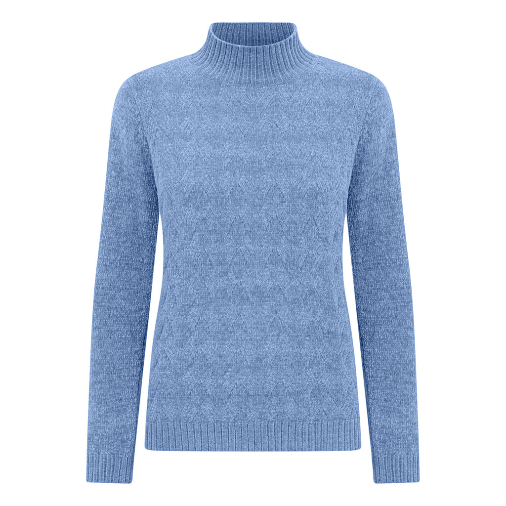 Cable Front Turle Neck Jumper (Size XL) - Mid Blue_8107716_2