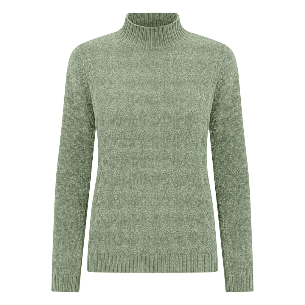 Cable Front Turle Neck Jumper (Size M) - Green_8107718_2