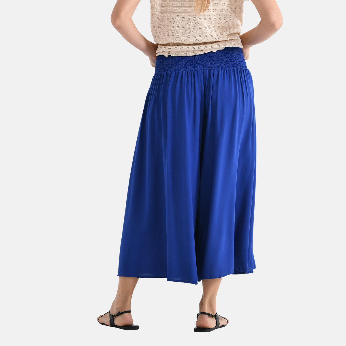TAMSY Womens Relaxed Fit Elastic Waist Wide Leg Culottes V32530820 3