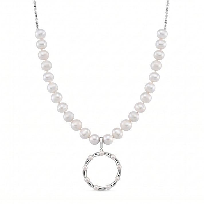LUCY Q Pearl Drop Collection - White Fresh Water Pearl Necklace (Size 17-3 Ext) With Removable Pendant in Rhodium Overlay Sterling Silver 99.35 Ct. 8108276 1