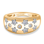 Luxuriant Diamond Lab Grown Diamond (SI/G-H) Star Motif Flush-Set Band Ring in 18K Vermeil Yellow Gold Plated Sterling Silver 0.33 Cts_8109800
