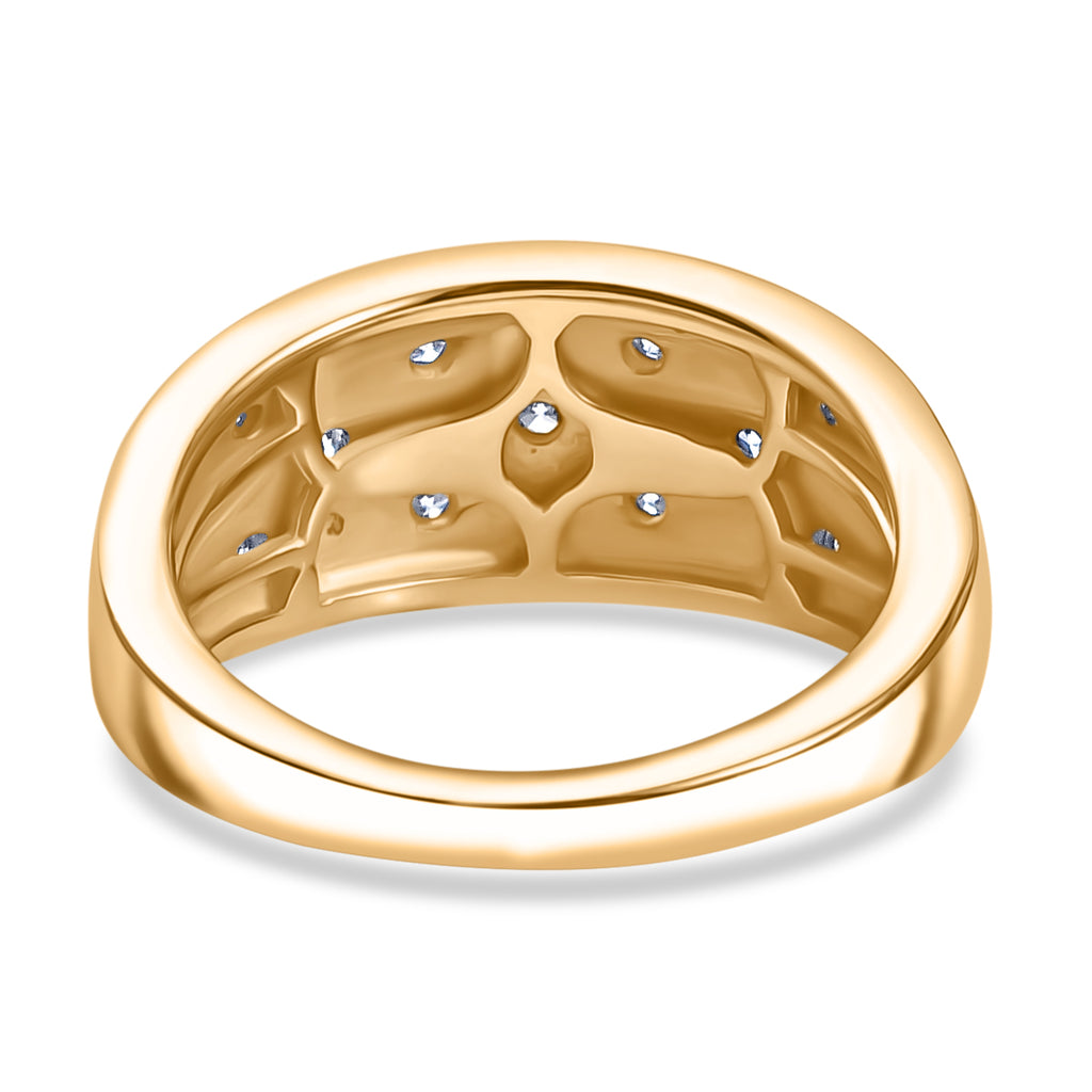 Luxuriant Diamond Lab Grown Diamond (SI/G-H) Star Motif Flush-Set Band Ring in 18K Vermeil Yellow Gold Plated Sterling Silver 0.33 Cts_8109800_4