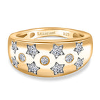 Luxuriant Diamond Lab Grown Diamond (SI/G-H) Star Motif Flush-Set Band Ring in 18K Vermeil Yellow Gold Plated Sterling Silver 0.33 Cts_8109801