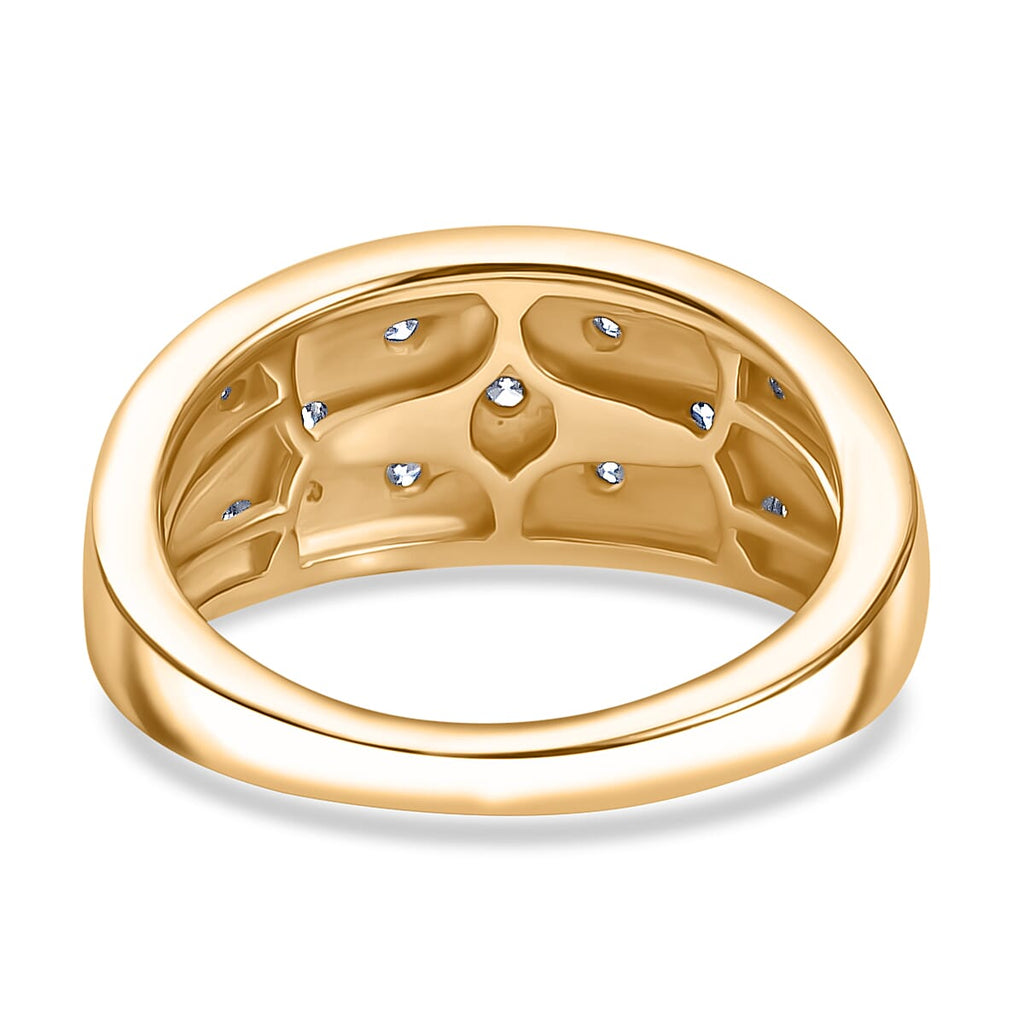 Luxuriant Diamond Lab Grown Diamond (SI/G-H) Star Motif Flush-Set Band Ring in 18K Vermeil Yellow Gold Plated Sterling Silver 0.33 Cts_8109801_4