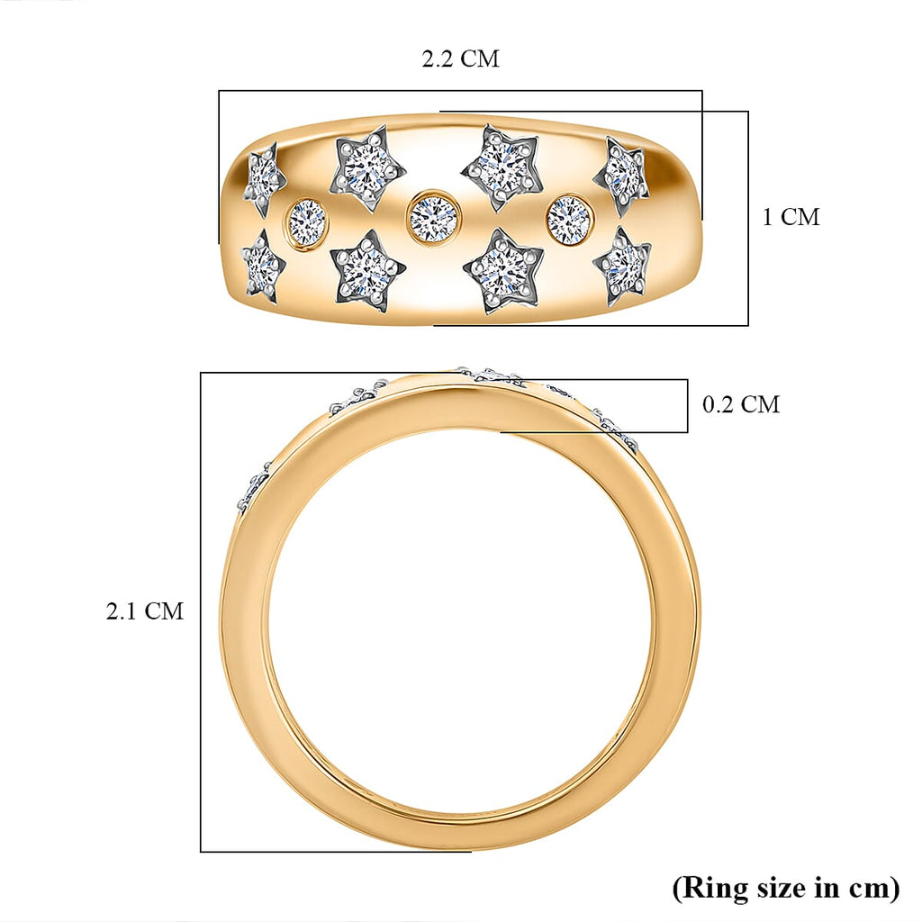 Luxuriant Diamond Lab Grown Diamond (SI/G-H) Star Motif Flush-Set Band Ring in 18K Vermeil Yellow Gold Plated Sterling Silver 0.33 Cts_8109801_5