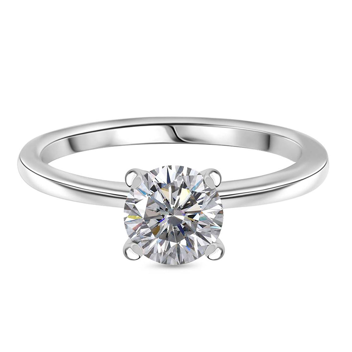 0.75 Ct. Moissanite Solitaire Ring in Rhodium Sterling Silver V32364384 0