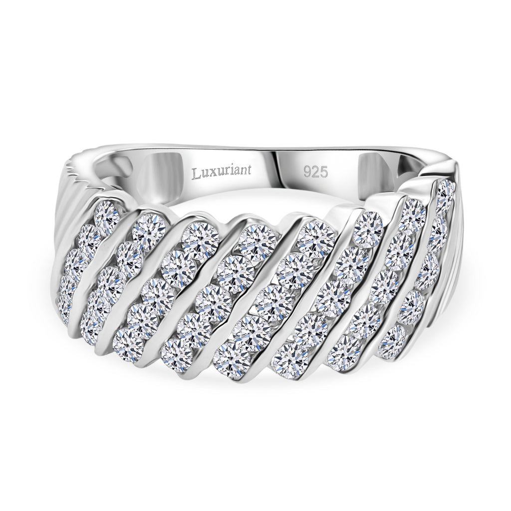 Luxuriant Diamond Lab Grown Diamond (SI-G/H) Ring in Rhodium Overlay Sterling Silver 1.01 Ct._8110314