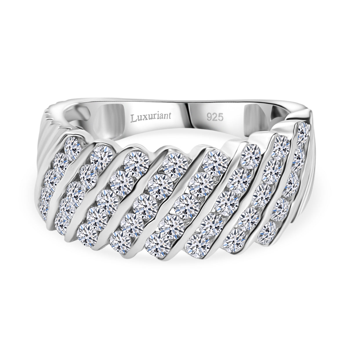 LUXURIANT Lab Grown Diamond (SI G/H) Ring in Rhodium Overlay Sterling Silver 1 Ct. 8110314 0