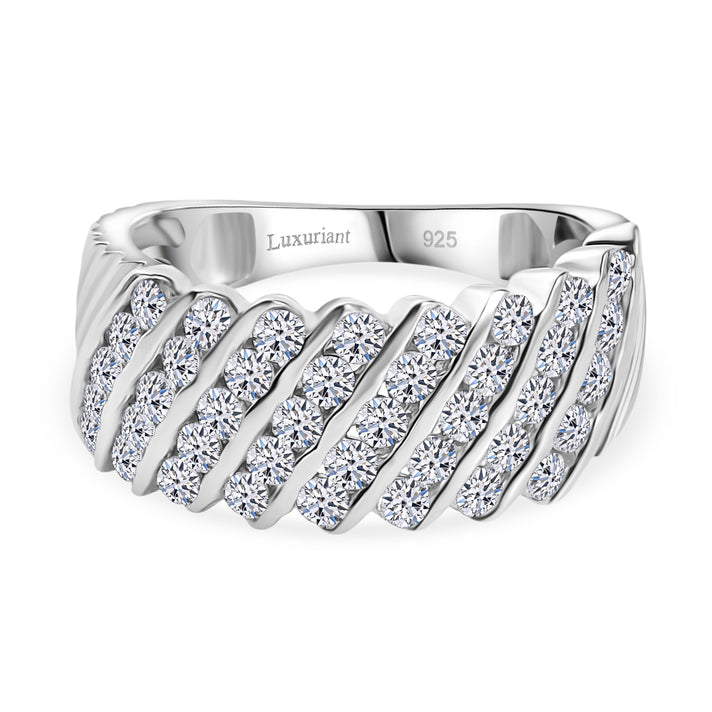 LUXURIANT Lab Grown Diamond (SI G/H) Ring in Rhodium Overlay Sterling Silver 1 Ct. 8110314 1