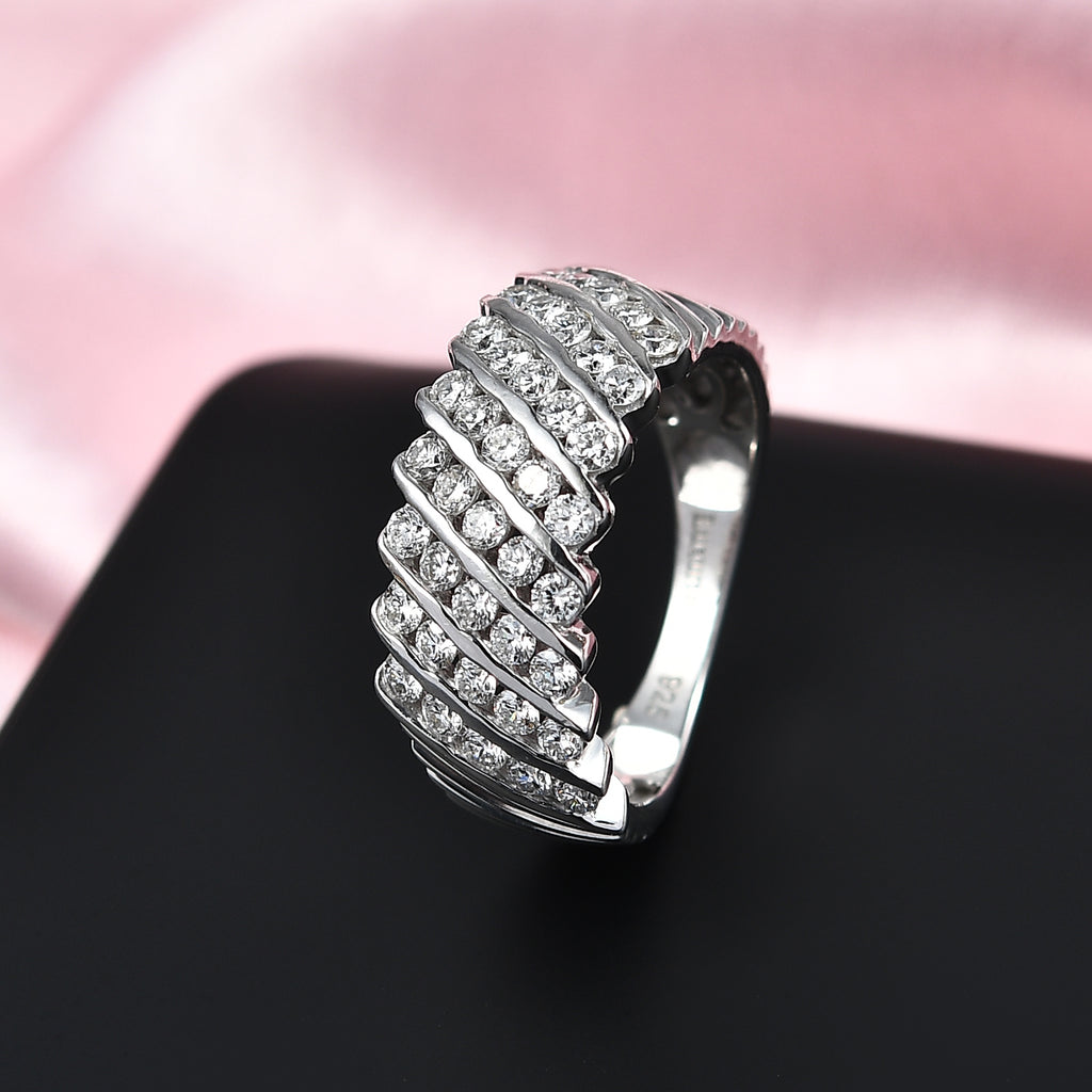 Luxuriant Diamond Lab Grown Diamond (SI-G/H) Ring in Rhodium Overlay Sterling Silver 1.01 Ct._8110314_1