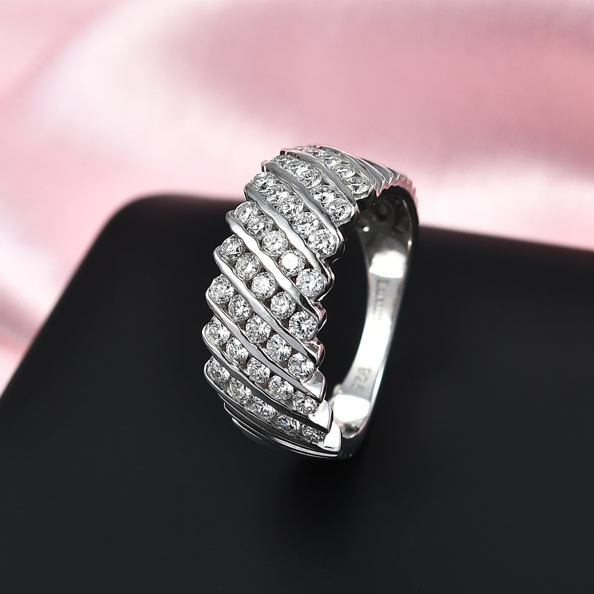 LUXURIANT Lab Grown Diamond (SI G/H) Ring in Rhodium Overlay Sterling Silver 1 Ct. 8110314 2