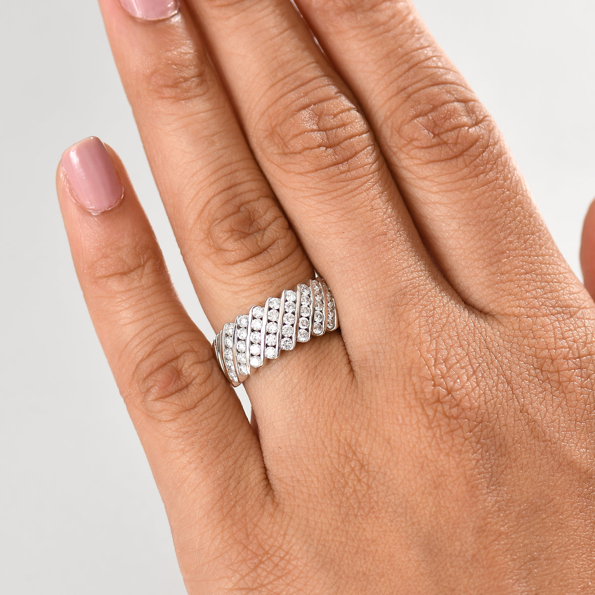 LUXURIANT Lab Grown Diamond (SI G/H) Ring in Rhodium Overlay Sterling Silver 1 Ct. 8110314 3