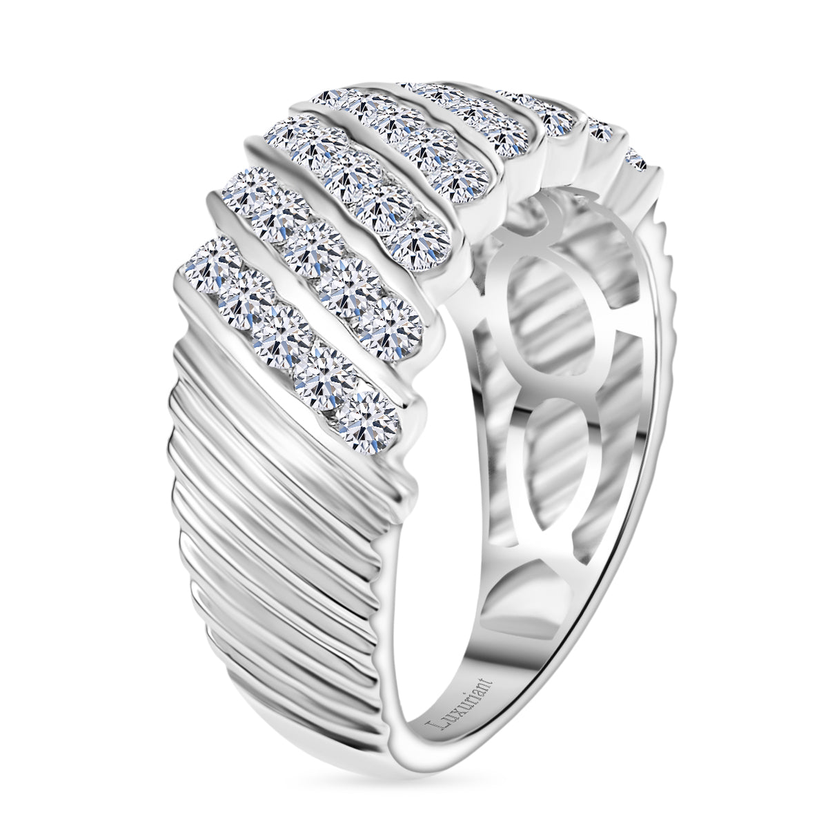 LUXURIANT Lab Grown Diamond (SI G/H) Ring in Rhodium Overlay Sterling Silver 1 Ct. 8110314 4