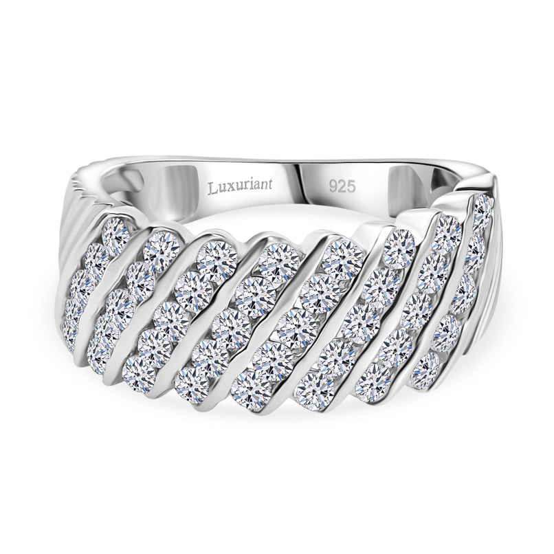 Luxuriant Diamond Lab Grown Diamond (SI-G/H) Ring in Rhodium Overlay Sterling Silver 1.01 Ct._8110318