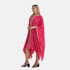 La Marey Elegant Bohemian Style Embroidery Kaftan Dress (One Size) - Pink_8110370_3