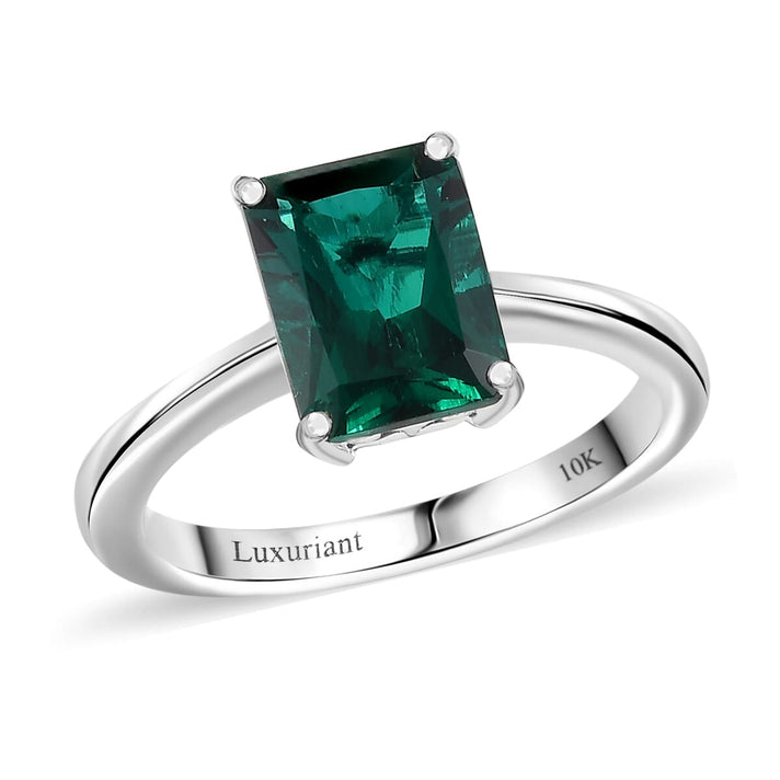 Appraised and Certified LUXURIANT 2.16 Ct. AAA Lab Grown Emerald Octagon-Cut Solitaire Ring in 10K White Gold 8111716 1