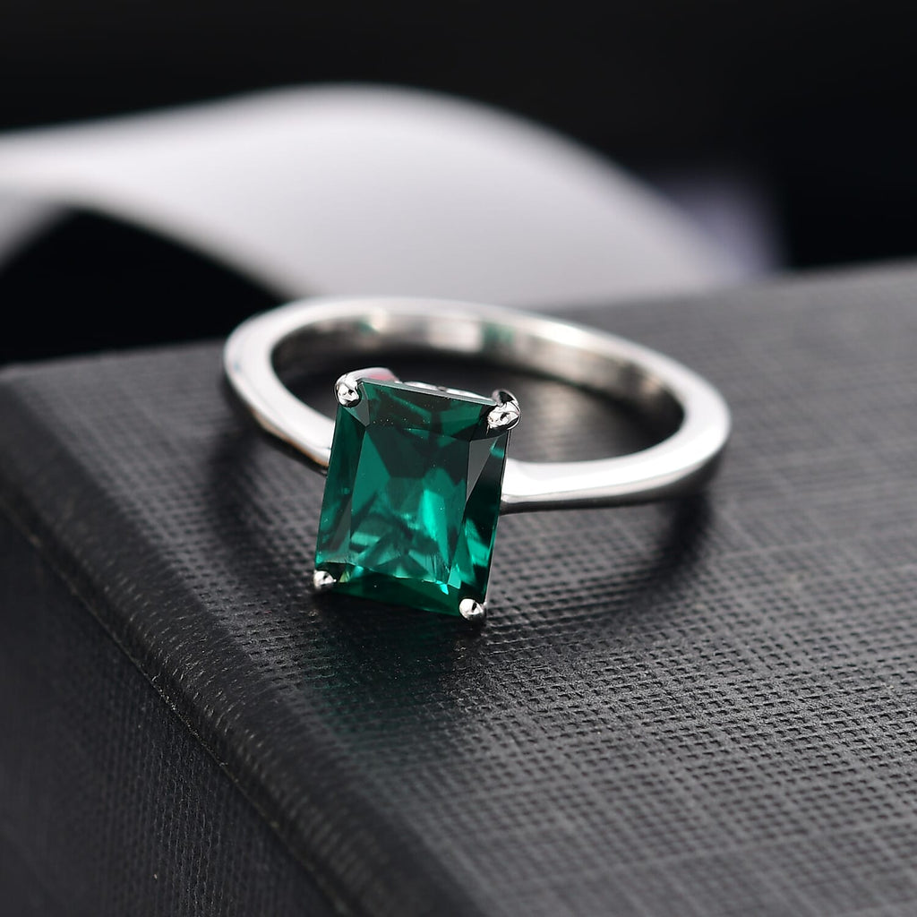 10K White Gold AGI Certified AAA Lab Grown Emerald Solitaire Ring 2.16 Ct._8111716_1