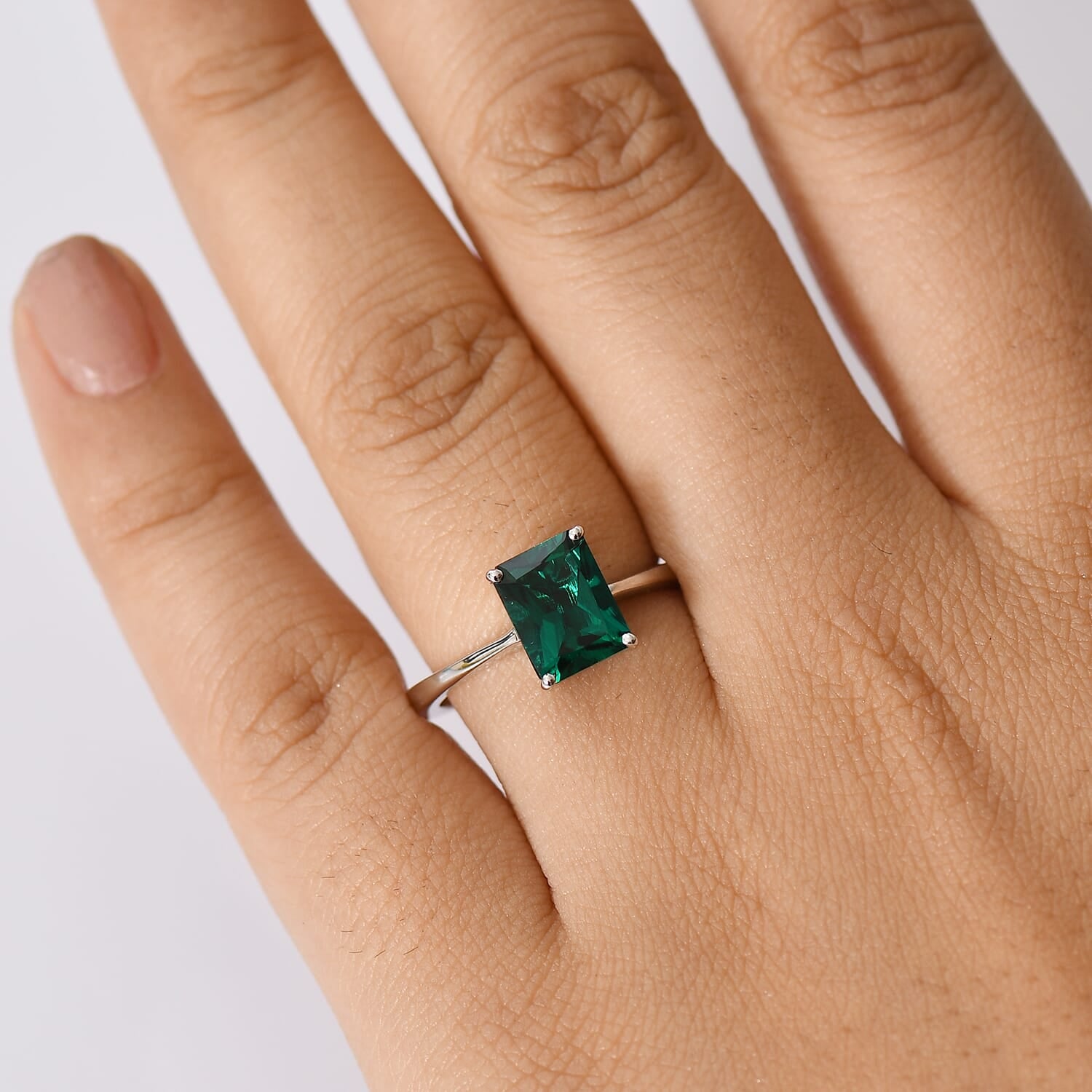 Appraised and Certified LUXURIANT 2.16 Ct. AAA Lab Grown Emerald Octagon-Cut Solitaire Ring in 10K White Gold 8111716 3
