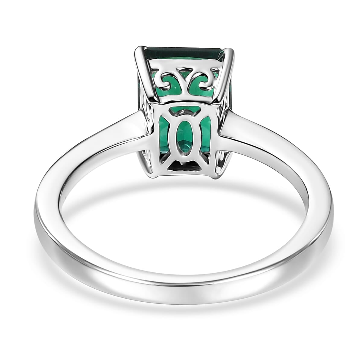 Appraised and Certified LUXURIANT 2.16 Ct. AAA Lab Grown Emerald Octagon-Cut Solitaire Ring in 10K White Gold 8111716 5