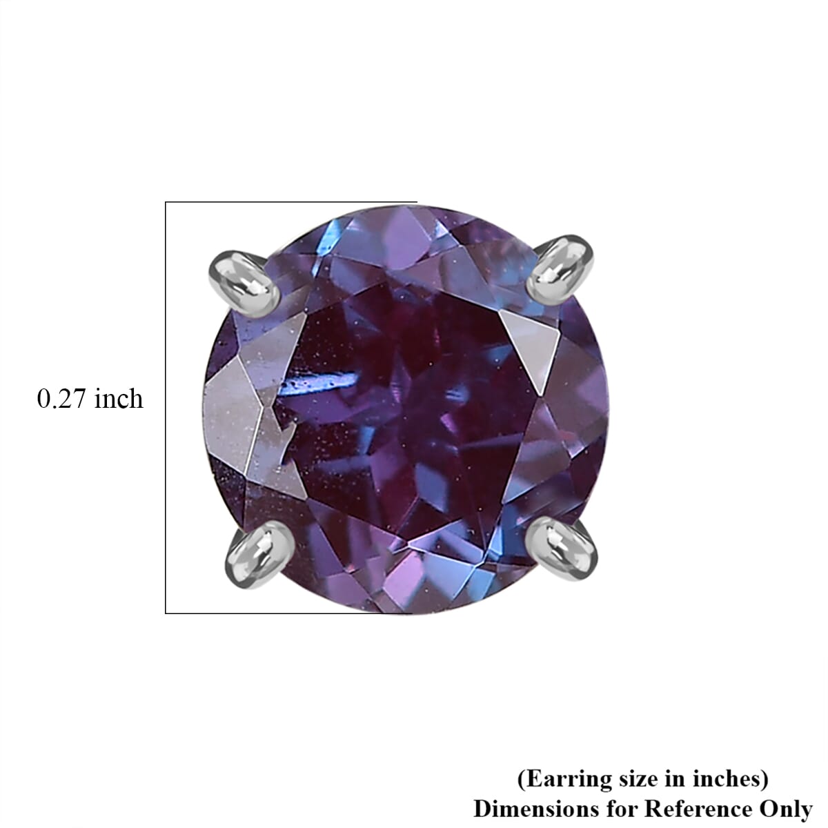 Certified and Appraised LUXURIANT AAA Lab Grown Alexandrite Solitaire Stud Push Post Earring in 10K White Gold, 3.34 Ct. 8111727 4