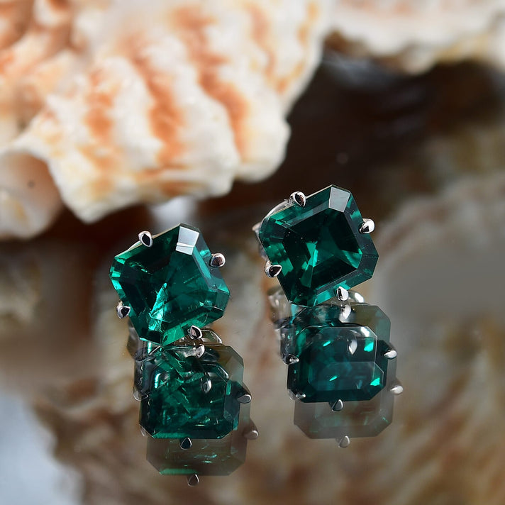Luxuriant 10K White Gold AAA Lab Grown Emerald Fancy Earring, Gold Wt.1.29 Gms  2.038  Ct. 8111740 2