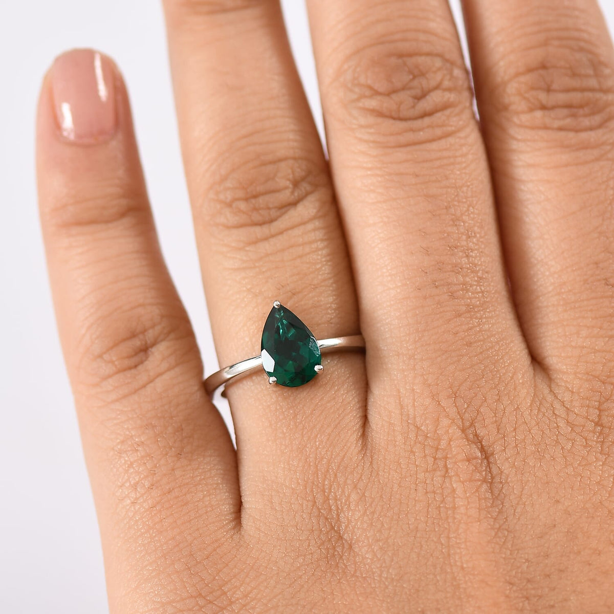 Certified and Appraised LUXURIANT 1.65 Ct. AAA Lab Grown Emerald Pear-Cut Solitaire Ring in 10K White Gold 8111850 3