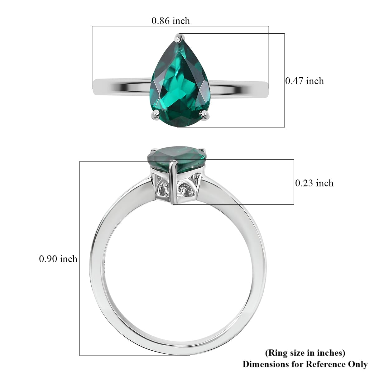 Certified and Appraised LUXURIANT 1.65 Ct. AAA Lab Grown Emerald Pear-Cut Solitaire Ring in 10K White Gold 8111850 6