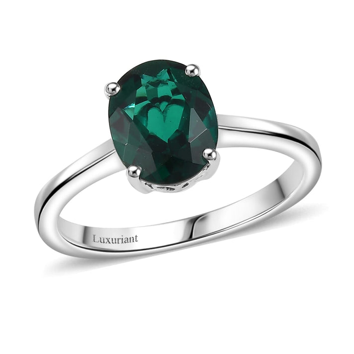 Appraised and Certified LUXURIANT 2.16 Ct. AAA Lab Grown Emerald Octagon-Cut Solitaire Ring in 10K White Gold 8111716 1