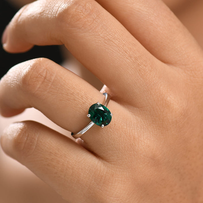 Appraised and Certified LUXURIANT 2.16 Ct. AAA Lab Grown Emerald Octagon-Cut Solitaire Ring in 10K White Gold 8111716 2