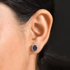 Luxuriant 10K White Gold AAA Lab Grown Alexandrite, Lab Grown Diamond GH, SI Main Stone With Side Stone Earring, Gold Wt.1.54 Gms  3.578  Ct._8111894_2