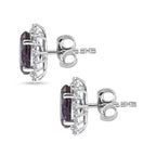 Luxuriant 10K White Gold AAA Lab Grown Alexandrite, Lab Grown Diamond GH, SI Main Stone With Side Stone Earring, Gold Wt.1.54 Gms  3.578  Ct._8111894_3