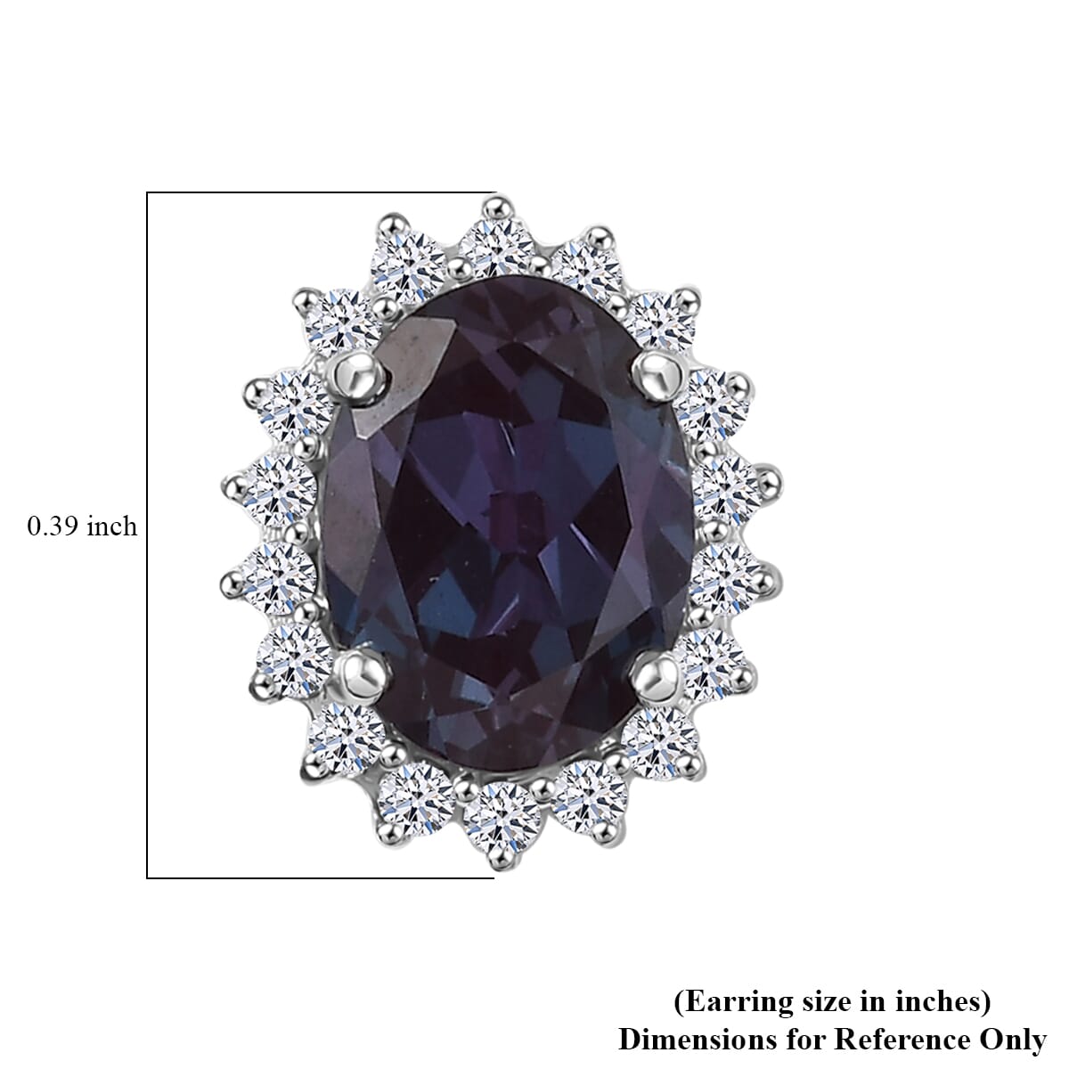 Certified &amp; Appraised LUXURIANT AAA Lab Grown Alexandrite, Lab Grown Diamond Halo Earring in 10K White Gold, 3.57 Ct. 8111894 5