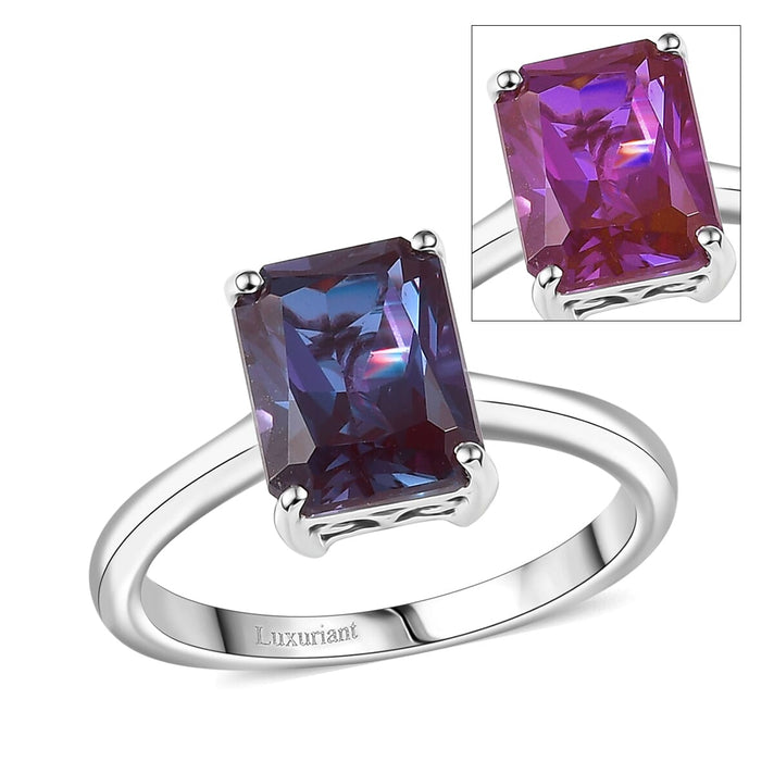 LUXURIANT AGI Certified 3 Ct. AAA Lab Grown Alexandrite Solitaire Ring in 9K White Gold 8112116 1