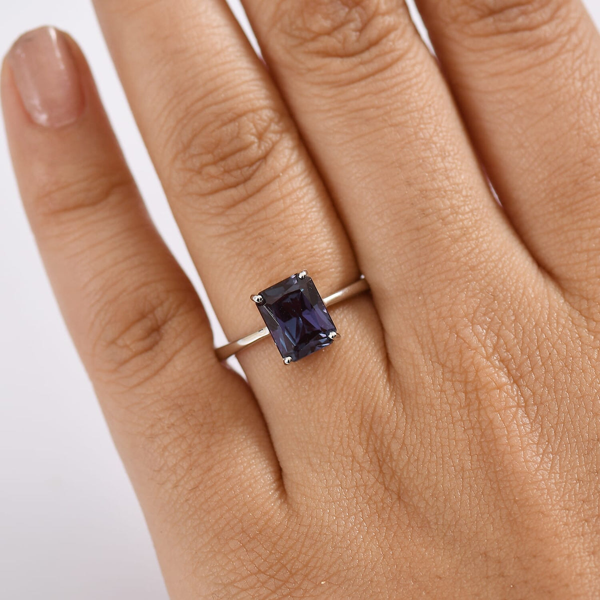 LUXURIANT AGI Certified 3 Ct. AAA Lab Grown Alexandrite Solitaire Ring in 9K White Gold 8112116 3