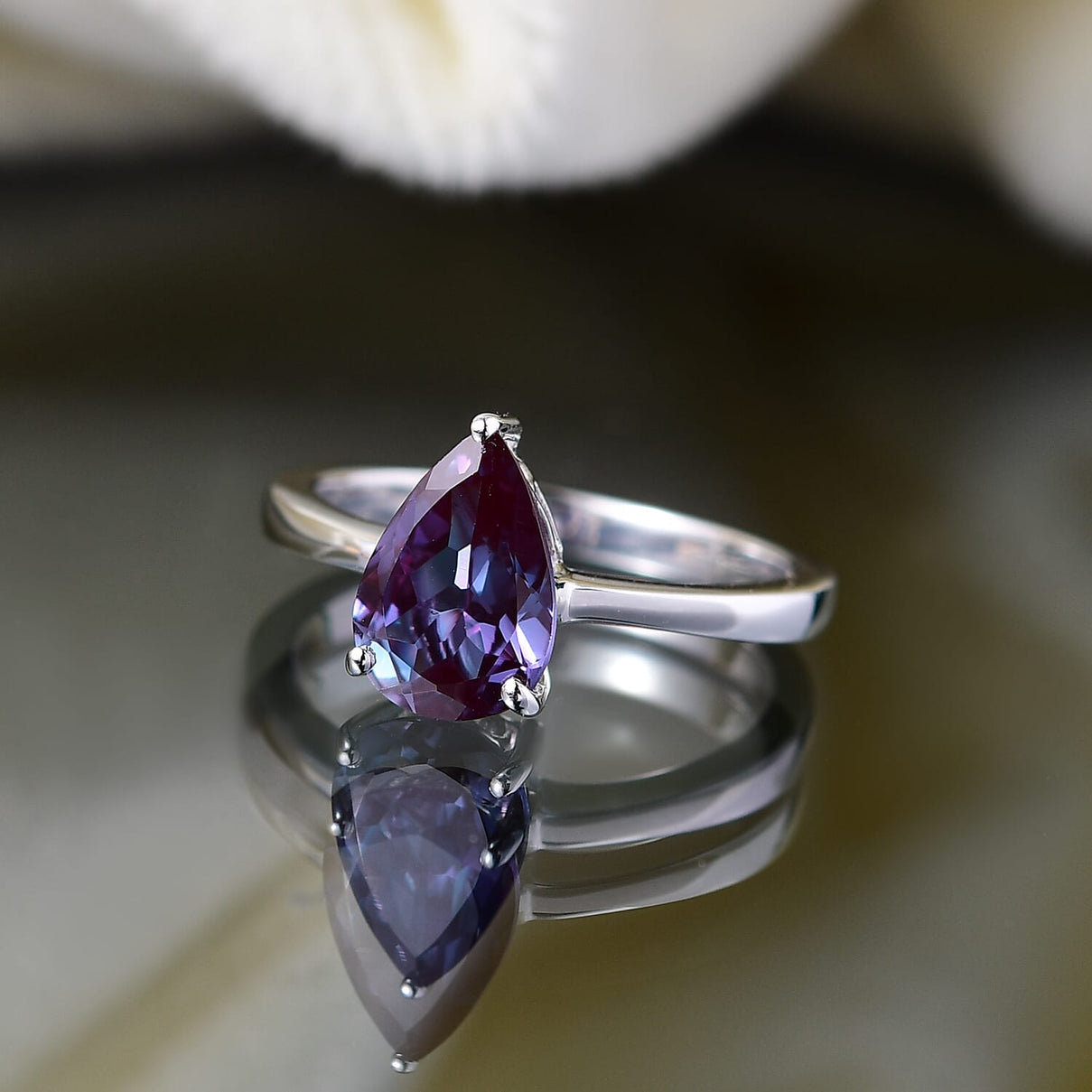 LUXURIANT 2 Ct. AAA Lab Grown Alexandrite Ring in 10K White Gold 8112144 1