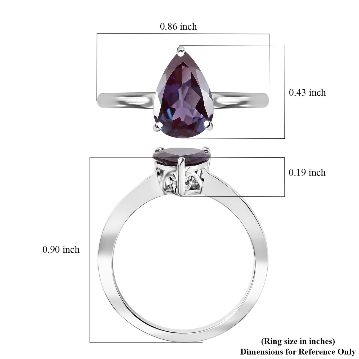 LUXURIANT 2 Ct. AAA Lab Grown Alexandrite Ring in 10K White Gold 8112144 5