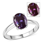 Luxuriant 10K White Gold AGI Certified AAA Lab Grown Alexandrite Solitaire Ring 2.38 Ct._8112159