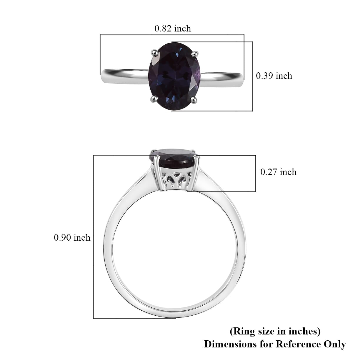 LUXURIANT AGI Certified 2.3 Ct. AAA Lab Grown Alexandrite Solitaire Ring in 10K White Gold 8112159 6